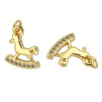 Cúbicos Circonia Colgante Latón Micro pavimenta, metal, caballo mecedor, chapado en color dorado, Joyería & Bricolaje & micro arcilla de zirconia cúbica, libre de níquel, plomo & cadmio, 10*12*2mm, agujero:aproximado 2mm, Vendido por UD