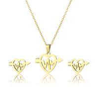 Fashion Stainless Steel Jewelry Sets Stud Earring & necklace 304 Stainless Steel 2 pieces & fashion jewelry & for woman golden Length Approx 17.72 Inch Sold By Set