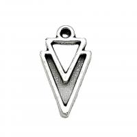 Pendentifs creux en alliage de zinc, triangle, Plaqué de couleur d'argent, Vintage & DIY, protéger l'environnement, sans nickel, plomb et cadmium, 16x9mm, Environ 100PC/sac, Vendu par sac