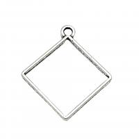 Zinc Alloy Hollow Pendler, Rhombus, antik sølv farve forgyldt, Vintage & du kan DIY & hule, nikkel, bly & cadmium fri, 32x28mm, Ca. 100pc'er/Bag, Solgt af Bag