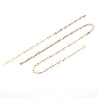 Roestvrij staal sieraden sets, 304 roestvrij staal, met 1.97inch extender keten, 18K verguld, verschillende stijlen voor de keuze & voor vrouw & met strass, gouden, Lengte Ca 6.3 inch, Ca 17.72 inch, Verkocht door PC