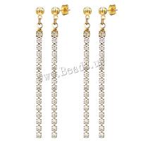 Fashion Fringe Boucles d'oreilles, Acier inoxydable 304, avec cristal, Placage, bijoux de mode & styles différents pour le choix & pour femme, plus de couleurs à choisir, 60mm, Vendu par paire