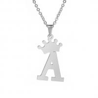 Collier de bijoux en acier inoxydable, Acier inoxydable 304, avec 5cm chaînes de rallonge, Lettre d’alphabet, lettres sont de A à Z & unisexe, couleur originale, Longueur 45 cm, Vendu par PC