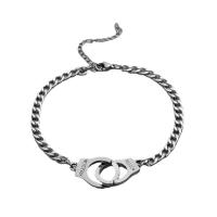 Bijoux bracelet en acier inoxydable, Acier inoxydable 304, avec 2.2inch chaînes de rallonge, menottes, le style de punk & pour homme, couleur originale, Longueur Environ 8.3 pouce, Vendu par PC