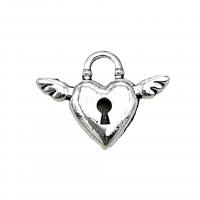 Pendentifs coeur en alliage de zinc, Plaqué de couleur d'argent, Vintage & DIY, protéger l'environnement, sans nickel, plomb et cadmium, 17x13mm, Environ 100PC/sac, Vendu par sac