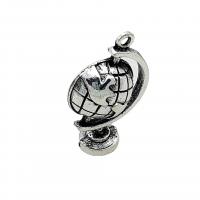 Zinc Alloy Pendants Globe antique silver color plated vintage & DIY nickel lead & cadmium free Approx Sold By Bag