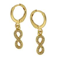 Pendiente de aro del aro de latón, metal, Número 8, chapado en color dorado, Joyería & micro arcilla de zirconia cúbica & para mujer, libre de níquel, plomo & cadmio, 28mm,5*15*2mm, Vendido por Par