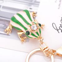 Zinc Alloy Key Clasp Frog Unisex & with rhinestone green nickel lead & cadmium free Sold By PC