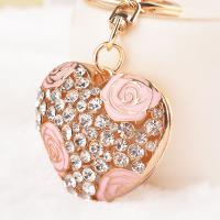 Zinc Alloy Key Clasp Heart Unisex & enamel & with rhinestone nickel lead & cadmium free 10.5*4.5*4.5cm 6.5cm Sold By PC