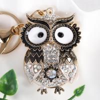 Zinc Alloy Key Clasp Owl Unisex & with rhinestone nickel lead & cadmium free Sold By PC