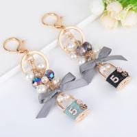 Zinc Alloy Key Clasp with Plastic Pearl Lock Unisex & with rhinestone nickel lead & cadmium free 14.5cm 4*2.5cm Sold By PC