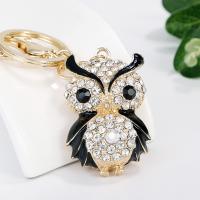 Zinc Alloy Key Clasp Owl Unisex & with rhinestone nickel lead & cadmium free 3.5*5.5cm 12cm Sold By PC