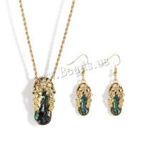 Zinklegering Sieraden Sets, Zinc Alloy, met Abalone Schelp, met 2inch extender keten, gold plated, mode sieraden & verschillende stijlen voor de keuze & voor vrouw, gouden, nikkel, lood en cadmium vrij, 13*45mm,20*40mm, Lengte Ca 23 inch, Verkocht door PC