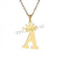 Collier de bijoux en acier inoxydable, Acier inoxydable 304, avec 5cm chaînes de rallonge, Lettre d’alphabet, lettres sont de A à Z & unisexe, doré, Longueur 45 cm, Vendu par PC