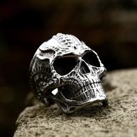 Titanium Steel Finger Ring Skull polished vintage & for man US Ring Sold By PC