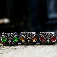 Titanium Stål Fingerring, med Resin, Owl, poleret, Vintage & forskellig størrelse for valg & for mennesket, flere farver til valg, Størrelse:7-13, Solgt af PC