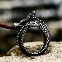 Titanium Steel Finger Ring Dragon polished vintage & for man US Ring Sold By PC