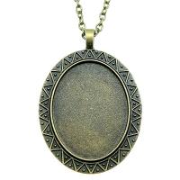 Liga de zinco Pendant Cabochon Ambiente, Oval, banho de cor bronze antigo, Vintage & comprimento diferente para a escolha & DIY, Mais cores pare escolha, níquel, chumbo e cádmio livre, 30x40mm, vendido por PC