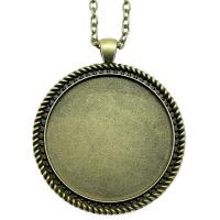 Zinc Alloy vedhæng Cabochon Setting, Runde, antik bronze farve forgyldt, Vintage & forskellige længde for valg & du kan DIY, flere farver til valg, nikkel, bly & cadmium fri, 40mm, Solgt af PC