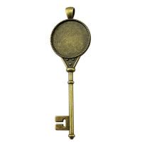 Zinc Alloy Pendant Cabochon Setting Key antique bronze color plated vintage & DIY nickel lead & cadmium free 25mm Sold By PC