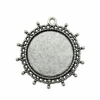 Zinc Alloy Pendant Cabochon Setting Round antique silver color plated vintage & DIY nickel lead & cadmium free 30mm Sold By PC