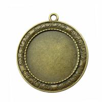 Pendentif en alliage de zinc Cabochon Cadre, Rond, Plaqué de couleur de bronze antique, Vintage & DIY, protéger l'environnement, sans nickel, plomb et cadmium, 30mm, Vendu par PC