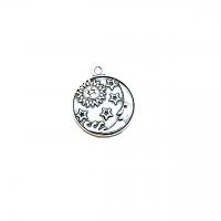 Zinc Alloy Flat Round Pendants antique silver color plated vintage & DIY nickel lead & cadmium free Approx Sold By Bag