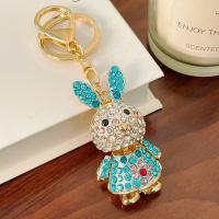 Zinc Alloy Key Clasp Rabbit Unisex & with rhinestone nickel lead & cadmium free 3.6*11.5cm Sold By PC