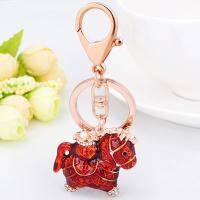 Zinc Alloy Key Clasp Horse Unisex & with rhinestone red nickel lead & cadmium free 4.5*3.5cm 10cm Sold By PC