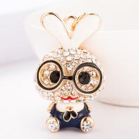 Zinc Alloy Key Clasp Rabbit Unisex & with rhinestone nickel lead & cadmium free 11cm 5*3cm Sold By PC