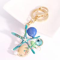 Zinc Alloy Key Lås, med Plastic Pearl, Starfish, Unisex & med rhinestone, flere farver til valg, nikkel, bly & cadmium fri, 6*11.6cm, Solgt af PC