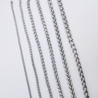 Rostfritt stål Rope Chain, 304 rostfritt stål, olika storlek för val & för människan, silver, 100m/Bag, Säljs av Bag