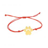 Trendy Wax cord armbanden, met 304 roestvrij staal, Bloem, verstelbaar & voor vrouw, meer kleuren voor de keuze, 20.10x15.10mm, Lengte Ca 15-30 cm, Verkocht door PC