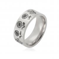 Stainless Steel Finger Ring 304 Stainless Steel Flower Vacuum Ion Plating & for woman US Ring Sold By PC