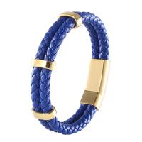 PU cavo bracciali, PU microfibra, with 316 acciaio inox, Doppio strato & stile punk & lunghezza differente per scelta & per l'uomo, nessuno, 12mm, Venduto da PC