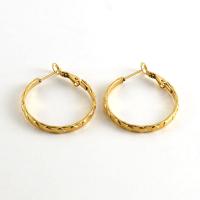 Brinco de argola de aço inoxidável de Mens, Aço inoxidável 304, Rosca, para mulher, dourado, 30mm, vendido por par