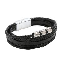 PU Leather Cord Bracelets with 304 Stainless Steel fashion jewelry & multilayer & Unisex Length Approx 21 cm Sold By PC