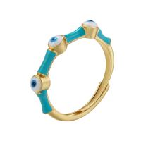 Evil Eye ékszer Finger Ring, Sárgaréz, Állítható, több színt a választás, 23mm, Belső átmérő:Kb 17mm, Által értékesített PC