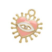 Brass Ékszer Medálok, Sárgaréz, Evil Eye, DIY & zománc, több színt a választás, 21.50x18mm, Által értékesített PC