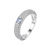 Messing fingerring, Donut, platin farve forgyldt, forskellig størrelse for valg & Micro Pave cubic zirconia & for kvinde, platin farve, nikkel, bly & cadmium fri, 4.40mm, Størrelse:6-9, Solgt af PC