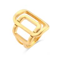 Rostfritt stål Fingerringar, 304 rostfritt stål, Square, 18K guldpläterad, mode smycken, silver, 22x17mm, Storlek:6-8, Säljs av PC