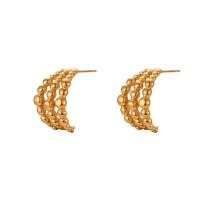 Roestvrij staal Stud Earrings, 304 roestvrij staal, mode sieraden, gouden, 22.90x14.30mm, Verkocht door pair