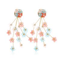 Pendientes de Perno de Aleación de Zinc, con resina, hecho a mano, Joyería & para mujer & con diamantes de imitación, multicolor, libre de níquel, plomo & cadmio, 83x55mm, Vendido por Par