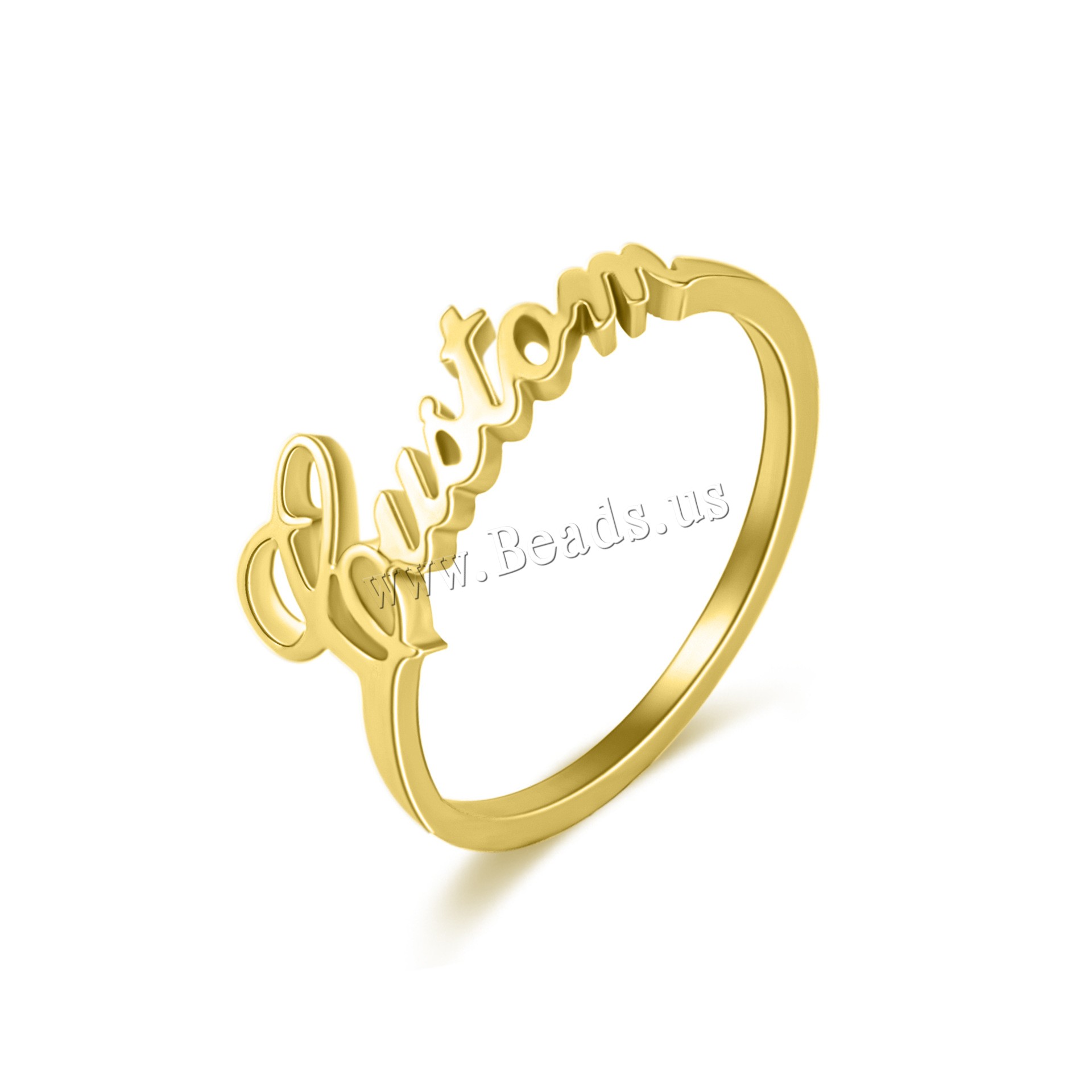 Personalized finger ring 304 Stainless Steel 18K gold plated Each custom text must be less than 10 letters & fashion jewelry & Unisex Sold By PC