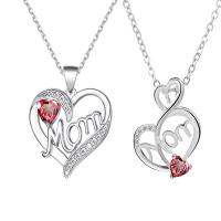 Mors dag Smykker og forsyninger, Zinc Alloy, med 1.96inch extender kæde, Heart, Mother Day Smykker & forskellige stilarter for valg & for kvinde & med rhinestone, flere farver til valg, nikkel, bly & cadmium fri, Længde Ca. 15.74 inch, Solgt af PC