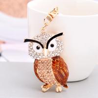 Zinc Alloy Key Clasp Owl Unisex & with rhinestone nickel lead & cadmium free 11cm 5*2.9cm Sold By PC