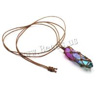 Collier de quartz, quartz clair, avec Corée-Corée, Placage coloré, bijoux de mode & unisexe, 12x55mm, Vendu par Environ 31.5 pouce brin