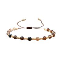 Gemstone Armbånd, Ædelsten, med Terylene Cord, Runde, Unisex & justerbar, flere farver til valg, Længde Ca. 28 cm, Solgt af PC