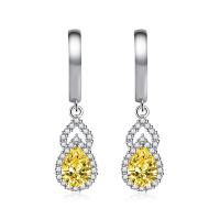 Cupronikkel Drop Earring, Kalebas, silver plated, voor vrouw & met strass, meer kleuren voor de keuze, 8.90x32.50mm, Verkocht door pair