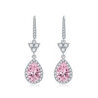 Cupronikkel Drop Earring, Traan, silver plated, micro pave zirconia & voor vrouw, meer kleuren voor de keuze, 11.50x40mm, Verkocht door pair